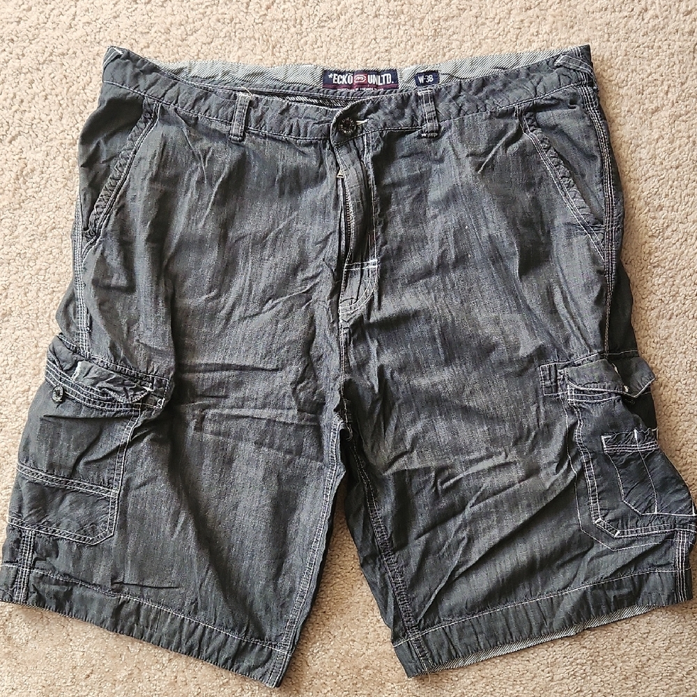 Ecko Unlimited Charcoal Cargo Shorts for Men